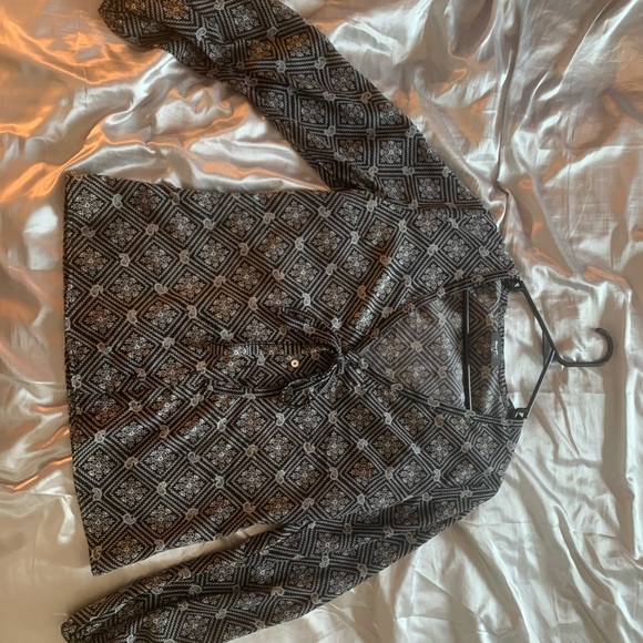 Nasty Gal size M button up long sleeve shirt w/tie - Picture 1 of 2